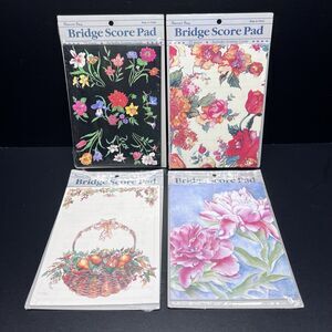 Potpurri Press Bridge Score Pad Lot Of 4 Vintage Artful Cover Floral Cute